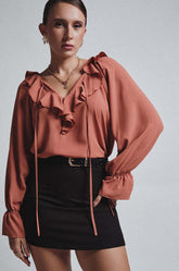 SEAM DETAILED TOP - BURNT ORANGE